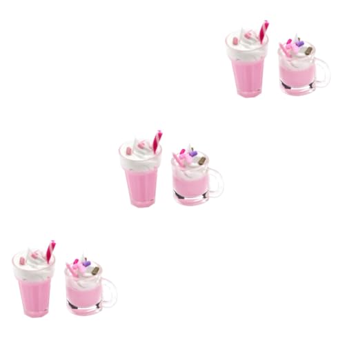 TOYANDONA 6 STK Mini-erdbeermilchshake Puppenhauszubehör Dekorative Künstliche Eiscreme-Requisite Mini-eisdekor Gefälschte Lebensmittelverzierung Puppenhaus-Eiscreme-Modelle Mini-Essen Harz von TOYANDONA