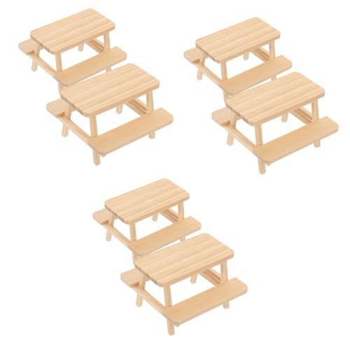 TOYANDONA 6 STK Puppenhausmöbel Gartenmöbelverzierungen 1/12 Miniaturmöbel Spielhaus Möbel Spielzeug Puppenhaus-beistelltisch Miniatur-puppenhausstuhl Mini-esstischstuhl Khaki Hölzern von TOYANDONA