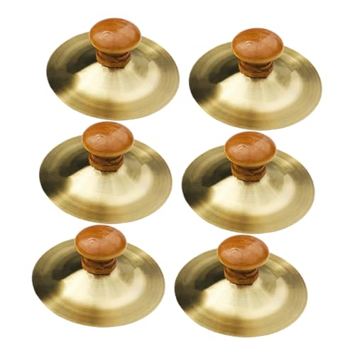 TOYANDONA 6 STK Schlaginstrument Für Kinder Glockenbecken Gong-Instrument Bauchtanz-fingerzills Oper Gong Marschierende Becken Mini-Becken Handgongbecken Meditationsbecken Golden Metall von TOYANDONA