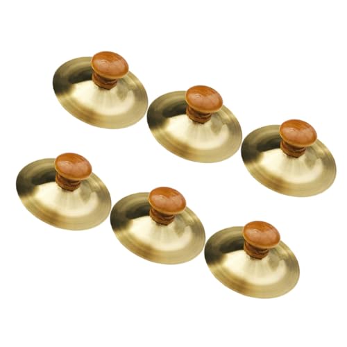 TOYANDONA 6 STK Schlaginstrument Für Kinder Mini-gong Bauchtanz-fingerzills Handgongbecken Musikalische Fingerbecken Bauchtanz-Requisiten Tanzende Fingerzills Mini-handbecken Hölzern Golden von TOYANDONA