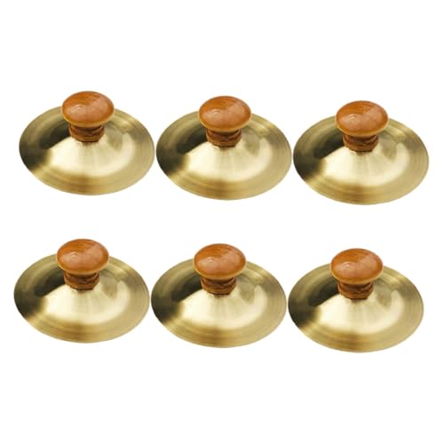 TOYANDONA 6 STK Schlaginstrument Für Kinder Oper Gong Kinderhandbecken Chinesische Becken Fingerbecken Becken Für Kinder Meditationsglocke Traditioneller Chinesischer Gong Golden Hölzern von TOYANDONA