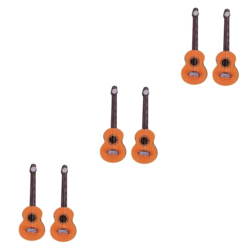 TOYANDONA 6 STK Simulation Gitarre Gitarren-Desktop-Ornament Miniatur-Ukulele Mini-gitarrenmodell Mini-gitarrenfigur Als Ornament Miniatur-landschaftsmöbel Light Brown Hölzern von TOYANDONA