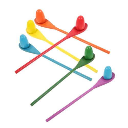 TOYANDONA 6 Sätze Balancestange für Outdoor- für Holzspielzeug für Eierlöffel Balance Eierrennen löffelt Eier Balance-Spiel hölzern Colorful von TOYANDONA