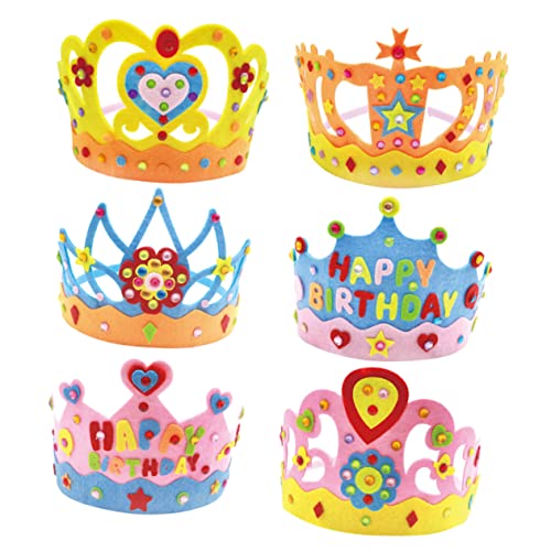 TOYANDONA 6 Satz Kronenhut selber machen Krone Tiara Bastelset Geburtstagskrone Bastelset für Prinzessinnenkrone mitbringsel kindergeburtstag Geburtstagskappe Krone Tiara DIY Bastelset von TOYANDONA