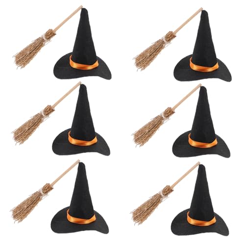 TOYANDONA 6 Satz Teiliges Halloween Mini Hexenhut und Hexenbesen Set Filz Kleine Hüte für Kuchen Dekor DIY Bastelset für Halloween Party Dekoration Vielseitige Kleine Hexenhüte und Besen TOYANDONA 6 Satz Teiliges Halloween Mini Hexenhut und Hexenbesen Set Filz Kleine Hüte für Kuchen Dekor DIY Bastelset für Halloween Party Dekoration Vielseitige Kleine Hexenhüte und Besen von TOYANDONA
