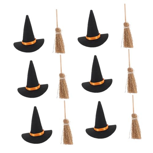 TOYANDONA 6 Satz Teiliges Mini Hexenhut und Besen Set Kleine Filzige Hexenhüte mit Besen für DIY Halloween Dekoration Bastelset für Puppenkostüme Vielseitiges Zubehör für Hexenparty und TOYANDONA 6 Satz Teiliges Mini Hexenhut und Besen Set Kleine Filzige Hexenhüte mit Besen für DIY Halloween Dekoration Bastelset für Puppenkostüme Vielseitiges Zubehör für Hexenparty und von TOYANDONA