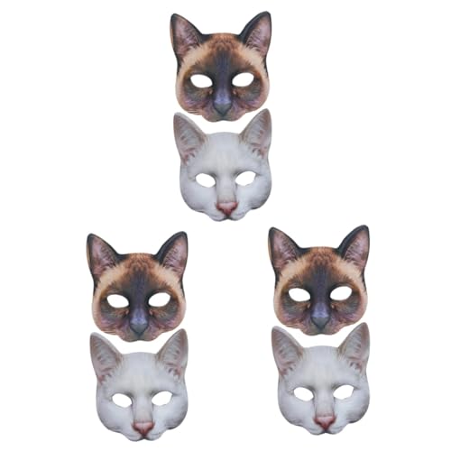 TOYANDONA 6 Stück 1 Satz Bedruckte Tierkatzenmaske neuartige Kopfbedeckungen Maske für Erwachsene halloween masken halloweenmaske kleidung Katzenmasken neuartige Masken Stoff Weiß von TOYANDONA