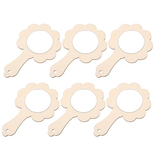 TOYANDONA 6 Stück DIY Holzspiegel Spielzeug Unvollendeter Handspiegel Handgefertigte Handspiegel Entzückende Prinzessinnenspiegel Für Kinder DIY Handgemachtes Handwerk Khaki von TOYANDONA