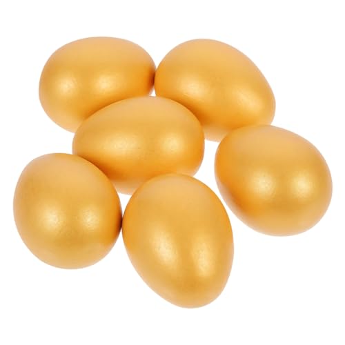 TOYANDONA 6 Stück Goldene Ostereier Dekorationen Osterornamente Für Bäume Künstliche Ostereier Leere Küche Spielspielzeug Bemalte Ostereier Küken Eierform Ornamente Für Basteln von TOYANDONA