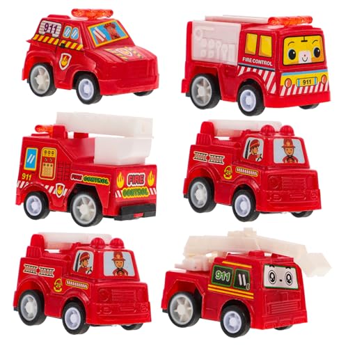 TOYANDONA 6 Teiliges Feuerwehrfahrzeug Modellset Mini LKW Für Ab 3 Jahren Frühkindliches Lernspielzeug Für Jungen Und ädchen Schiebefahrzeuge Für Spielhaus Und Sandkasten von TOYANDONA