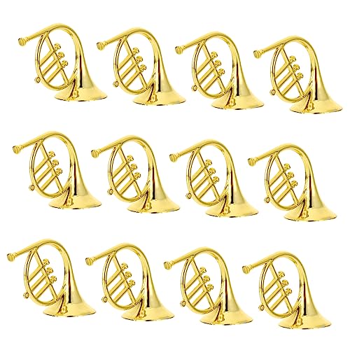 TOYANDONA 60 STK Musikinstrumentenmodell Weihnachtsbaumfüller Mini-Instrumente Trompetenverzierung Weihnachtsschmuck Musikinstrument Trompete Weihnachtsbaum-hängeornament Horn Plastik Golden von TOYANDONA