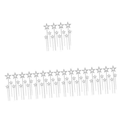 TOYANDONA 60 STK Zauberstab Engelskostüm Mädchen-Star-Sticks Make-up-Spielzeug Dekorative Feenstäbe Neuheit Feenstäbe Elegante Feenstäbe Sternenstab Abschlussball Requisiten Plastik Silver von TOYANDONA