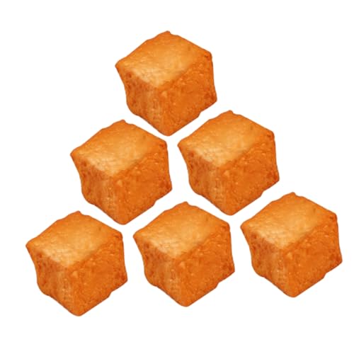 TOYANDONA 6Pcs Simulierter Tofu Kühlschrankmagnete für Lebensmittel Brot Burger Kuchen FALSCH Obst wohnungsdeko hausdeko dekoratives Lebensmittelmodell Fisch-Tofu-Foto-Requisite PVC Orange von TOYANDONA