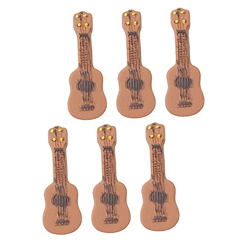 TOYANDONA 6St Gitarren-Mikrolandschaft Mini-Gitarrenmodell Minigitarre für Puppenhaus Minigitarren Mini-E-Gitarren-Modell Miniatur Gitarre Mini-Desktop-Dekore kleine Gitarre Kunstharz von TOYANDONA