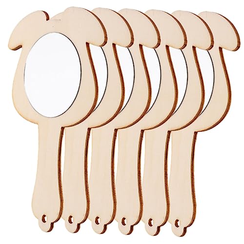 TOYANDONA 6St Holzspiegel Reisespiegel Mini Vergrößerungsspiegel Kinderspiegel Mädchen bastelset basteln für unfertiges Spiegelspielzeug Zeichenspiegel aus Holz hölzern Khaki von TOYANDONA