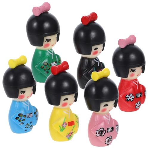 TOYANDONA 6St Kimono-Puppenschmuck Desktop-Kimono-Figur Menschen Meerjungfrau Fee Puppen kinderpuppe Weihnachten deko Stitch tortendeko japanische Kimonopuppe Haushaltsdekoration PVC von TOYANDONA