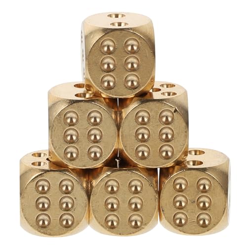 TOYANDONA 6St Massive Messingwürfel Mahjong-Würfel Spiel würfel dice Set Kupfer Golden von TOYANDONA