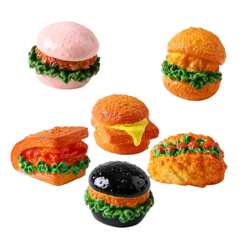 TOYANDONA 6St Mikro-Landschaftsmodell Spielzeug kleines Burger-Ornament Mini-Küchenzubehör Burger-Modell Mini-Ornamente Künstliches Burgermodell Miniatur-Essen Miniatur-Food-Modell Harz von TOYANDONA