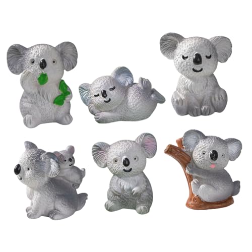 TOYANDONA 6St Mini-Koala-Figur autodeko gartenfigur gartenaccessoires Niedliche Koala Statuen kuchendeko Einschulung entzückende Figur Mini-Ornament Mini-Tiermodell Koala-Figuren Harz von TOYANDONA