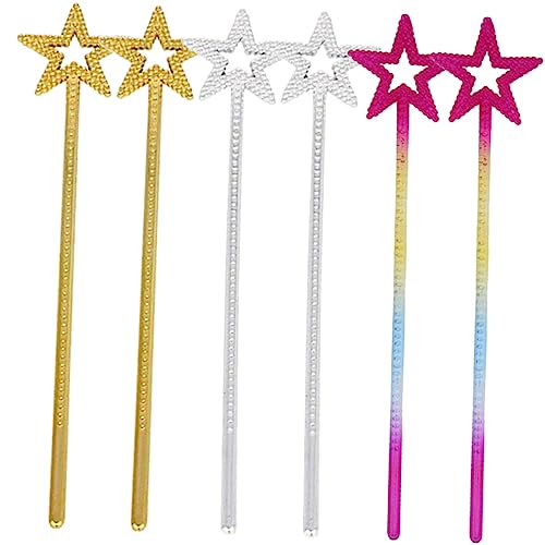 TOYANDONA 6St Pentagramm-Fee-Zauberstab Zauberstab für Mädchen Kinder Spielen Partystick Engel Zauberstab Fairy Wand Party zubehör Kinder Zauberstab für Kinder Sternenfee Zauberstab Plastik von TOYANDONA