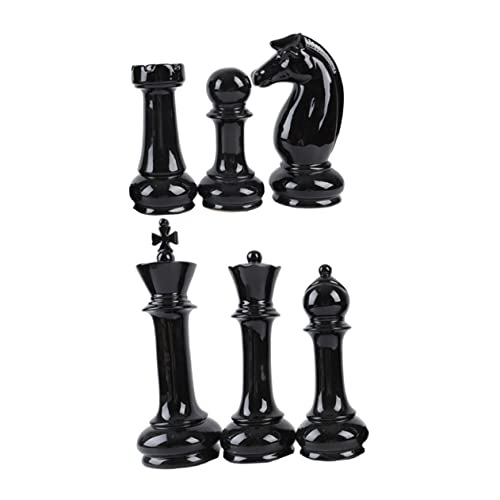 TOYANDONA 6St Schach Ornamente Schachbrett schachcomputer schachset schachfiguren Set Schachspiel-Set Kinderschach die Büroeinrichtung Schach aus Keramik Schlafzimmer Schachverzierung Black von TOYANDONA