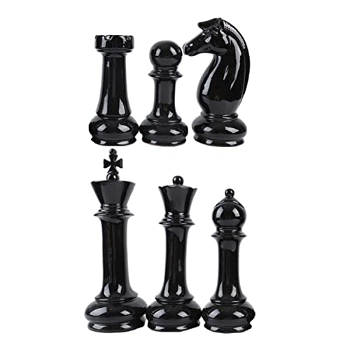 TOYANDONA 6St Schach Ornamente Schachdekor für den Haushalt Schach-Timer Schach Schlacht Schachbrett schachcomputer Chess Schach Dekoration Schlafzimmer Schachverzierung Keramik Black von TOYANDONA