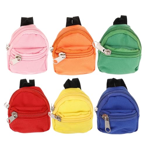 TOYANDONA 6St kleine Schultasche Zubehör für Babypuppen Wickeltaschen Miniatur Rucksack Puppen Rucksack Set schultaschenverzierungen Mini-Geldbörsen-Schlüsselanhänger Polyester von TOYANDONA