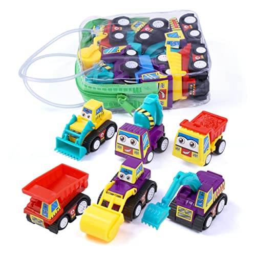 TOYANDONA 6er Set Mini Ingenieurfahrzeuge Friktionsbetriebene Baustellenfahrzeuge Für Kleinkinder Bagger Bulldozer Kipper Betonmischer Frühes Lernspielzeug Für von TOYANDONA