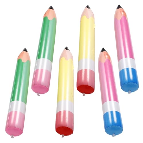 TOYANDONA 6st Aufblasbarer Bleistift Bleistifte Luftballons Ballonstift Riesiger Bleistift Zurück Zu Schulballons Aufblasbarer Schulbedarf Bleistiftballon „zurück Zur Schule“. Pvc von TOYANDONA