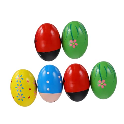 TOYANDONA 6st Eierbecher Percussion-Musik-Eier Ostereierstreuer Aus Holz Ostereier Aus Holz Trainingsspielzeug Greifen Aus Holzeiern Perkussionsmusik Egg Shaker Hölzern von TOYANDONA