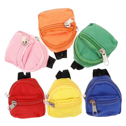 TOYANDONA 6st Kleine Schultasche Puppenhaus-Rucksack Mini-Rucksack-Spielzeug Schulmaterial Für Puppen Miniatur-puppenrucksack Kleiner Rucksack Mini-Rucksack-schlüsselanhänger Polyester von TOYANDONA