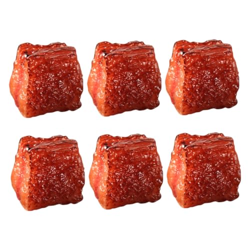 TOYANDONA 6st Simulierte Rindernuggets Aussehendes Falsches Fleisch Dekoratives Kunstfleisch Küchenfleischmodell Kunststoff-Fleisch Lebensechtes Lebensmittelmodell Food-Modell PVC von TOYANDONA