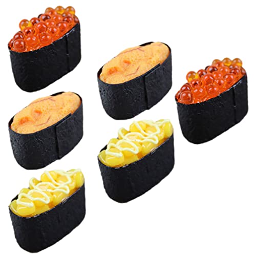 TOYANDONA 6st Sushi-Simulation Künstliches Sushi- Gefälschtes Essen Dekoratives Sushi-Modell Simulation Lebensmittelmodell Lebensechtes Sushi-Modell Gefälschtes Sushi-Modell PVC von TOYANDONA