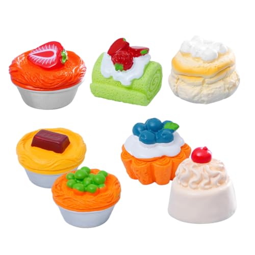 TOYANDONA 7 Stück Miniatur Desserts Obstkuchen Mini Ornamente Puppenhäuser Spielzeug Simulierter Kuchen Miniatur Lebensmittel Für Puppenhaus Lebensmittelmodell Gefälschtes von TOYANDONA