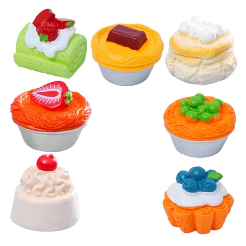 TOYANDONA 7 Stück Realistische Lebensmittel-spielzeuge, Miniatur-Lebensmittel, Kleine Kuchen Und Simulations-Dessert-Modell, Künstlicher Fake-Kuchen Und Realistischer Obstkuchen, von TOYANDONA