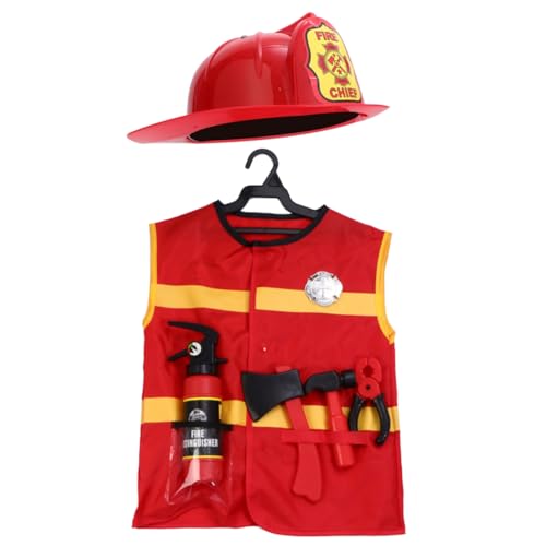 TOYANDONA 7-teiliges Set Feuerwehrkostüme Für Kinder Cosplay-kostüm Für Kinder Kinderkleider Kleidung Für Kinderrollenspiele Feuerwehrmann-kostüm Für Kinder Kinderkleidung Oxford-Stoff von TOYANDONA