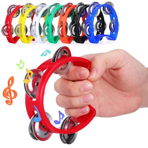 TOYANDONA 7Er-Pack Kunststoff-Percussion-Hand-Tamburine Mit 4 Glöckchen Hand-Tamburine Vorschul-Musikinstrumente Für Kindergarten Schule Und Party von TOYANDONA