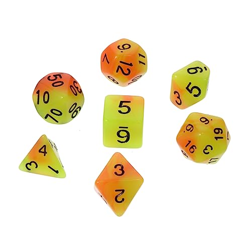 TOYANDONA 7St Leuchtende facetten reiche Würfel unregelmäßige Spielwürfel Zahlenwürfel Rollenspiel Würfel twocolors Two Colors Spielzeug Brettspiel Würfel kreative Spielwürfel Harz Green von TOYANDONA