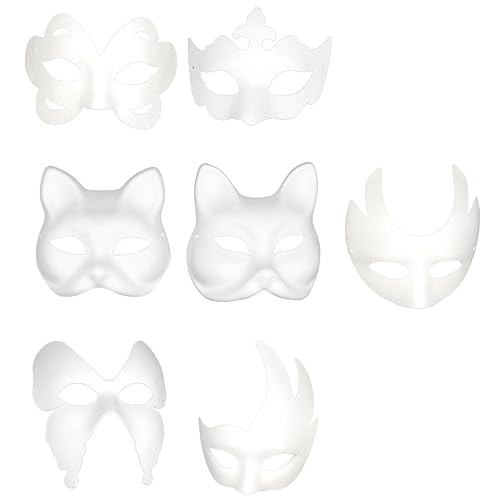 TOYANDONA 7St weiße Zellstoffmaske selber machen Gefahrstoff weiße Halloween-Gesichtsabdeckung Fuchs zum Malen Gesichter halloween masken halloweenmaske Papiermaske DIY-Masken für Erwachsene von TOYANDONA