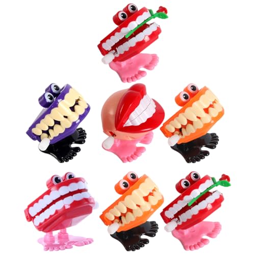 TOYANDONA 7pcs Zähne Spielzeug Aufziehspielzeug Wind Up Figur Klapperzähne Gebiss zum Vorführen Zahnpflege Halloween Dekoration Mitgebsel Kindergeburtstag für Jungen Mädchen von TOYANDONA