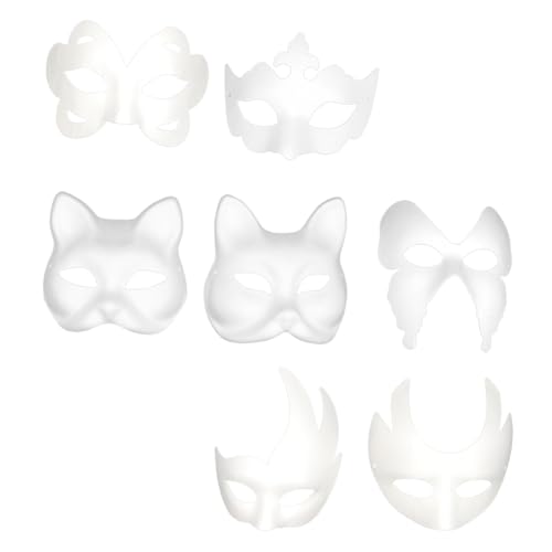 TOYANDONA 7st Weiße Zellstoffmaske Selber Machen Leeres Gesicht Färben Fuchs Zum Malen Gesichter Kunstpapier-kit Zum Selbermachen Spielzeugkinder Malen Weiße Halloween-gesichtsabdeckung von TOYANDONA