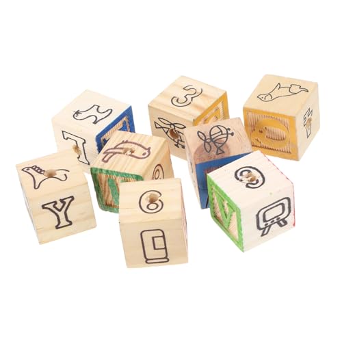 TOYANDONA 8 STK Buchstaben Aus Holzblöcken Spielzeug Für Papageien Spielzeug Für Vogelkäfige Futterspielzeug Für Vögel Alphabet-Spielzeug Sprechendes Papageienspielzeug Hölzern von TOYANDONA