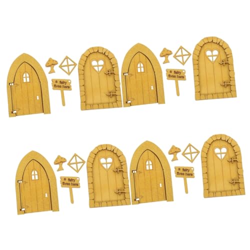 TOYANDONA 8 Sets 3D-Märchentür Hausdekoration Für Zuhause Kindermöbel Kinderspielzeug Figur Mikrotür Miniatur-Puppenhaus Holz-Heimdekoration Mini-Spielzeughaustüren DIY-Holztüren von TOYANDONA