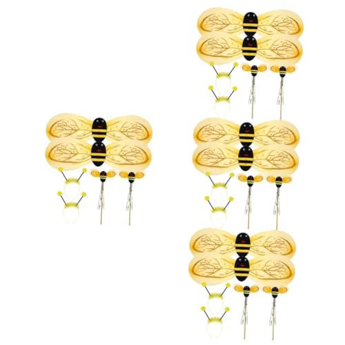 TOYANDONA 8 Sätze kleine Bienenrequisiten tierkostüme halloweenkostüme für Kinder Erster Schatz Kinderkostüm Stirnband Kinderkommode Bienen-Cosplay-Flügel Cosplay Bienenflügel Plastik von TOYANDONA