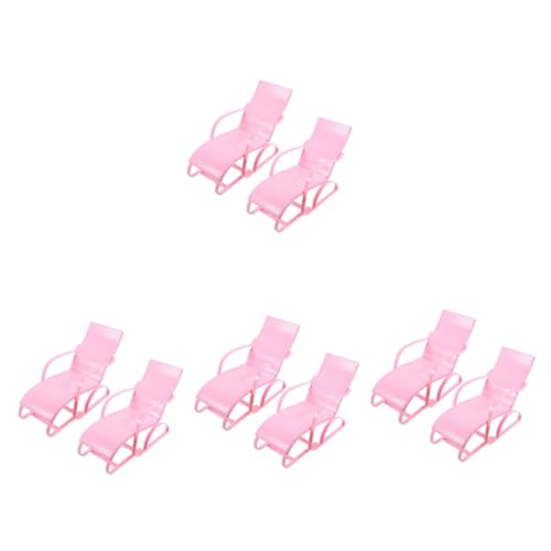 TOYANDONA 8 Stk Puppenstrandkorb Strandkorb-Modell Strandliegestuhl Mini-klappstühle Strandkuchen-dekor Puppenhaus-miniaturmöbel Miniatur-lounge-Stuhl Lounge-liegestuhl Rosa Plastik von TOYANDONA