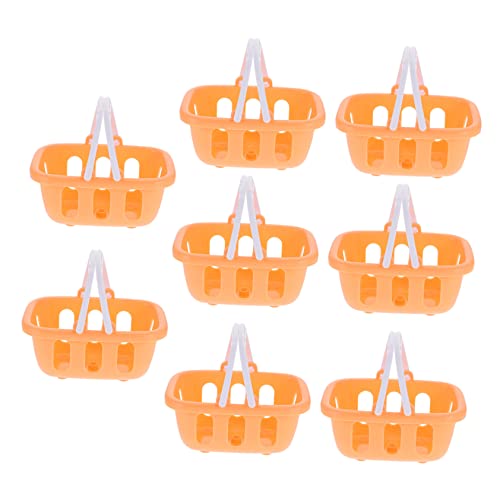 TOYANDONA 8St Mini-Einkaufskorb Mini Körbe rosa Korb Haustierdecken einkaufskorb kindereinkaufskorb Mädchenspielzeug im Alter von 4-5 Jahren Kleiner Korb mit Henkel Plastik Orange von TOYANDONA