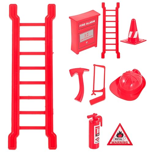 TOYANDONA 8st Feuerwehrmannkostüm Für Kleinkinder Winziger Feuerlöscher Feuerwehr-spielzeugset Feuerwehrspielzeug Mini-verkehrskegel Feuerwehrmann-kostüm Feuerwehrhelm Suite Miniatur Plastik von TOYANDONA