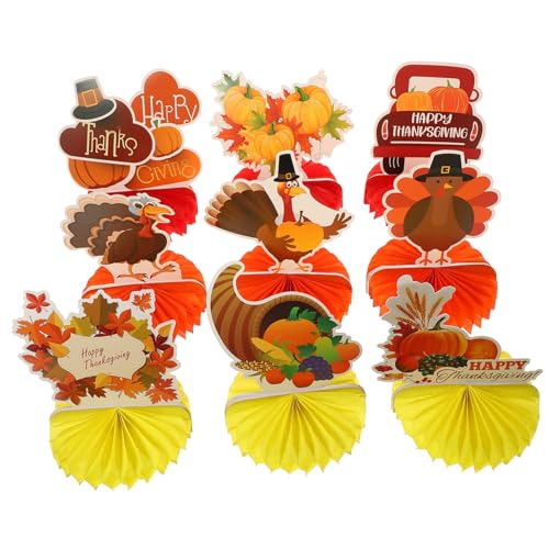 TOYANDONA 9 Stück Thanksgiving Wabenbälle Herbstdeko Vintage Tischdeko Weihnachtstischläufer Gastgeschenke Vatertagsdekorationen Wabenlaternen Thanksgiving Deko Glocken Heimdeko von TOYANDONA