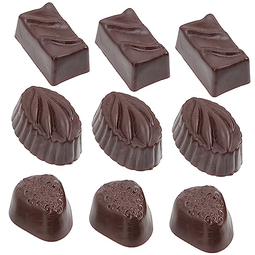 TOYANDONA 9St Simulationsschokolade Desserts Schokolade Masse Feste Schokolade Praline schokoladenform Chocolate Mold dekorative gefälschte Schokolade interessantes Schokoladendekor PVC von TOYANDONA