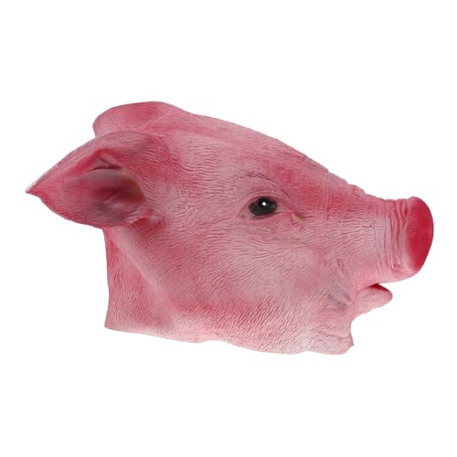 TOYANDONA Anziehmaske Halloweenkostüm Schweinekopfmaske Tierische Halbmaske Halloween-kostüm Schweinchen Gruselige Maske Halloween Gruselig -halloween-maske Horror-maske Rosa von TOYANDONA